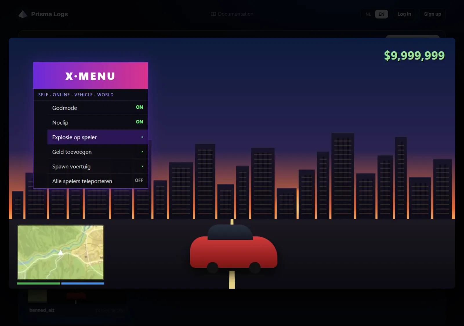 New: the player's screen at the moment of the alert (demo image)