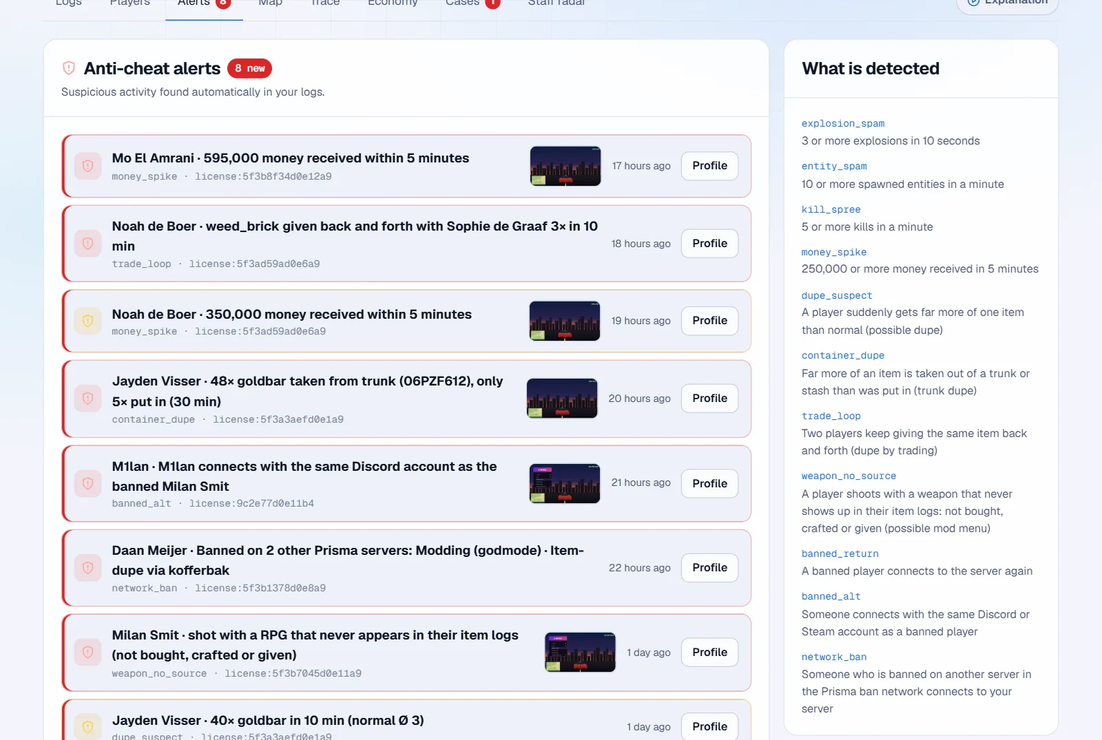 The light theme, with alerts in your language