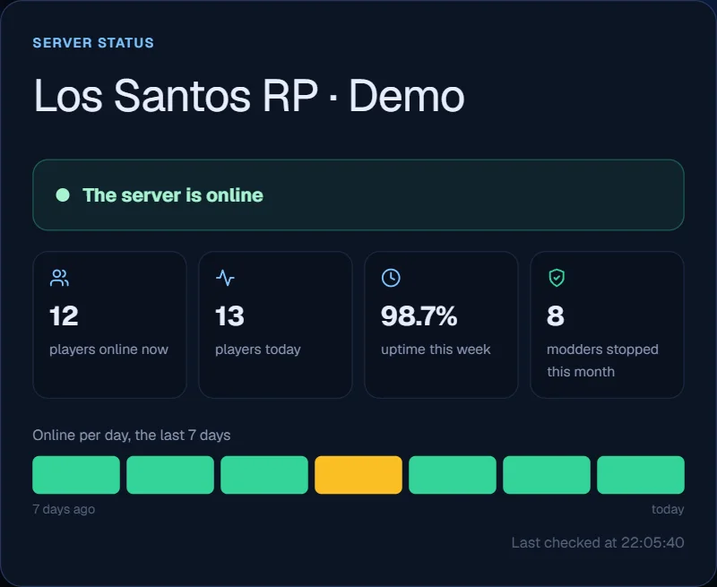 The public status page for your players