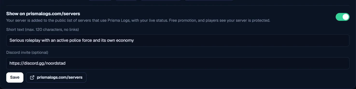 Put your server on the list in Settings