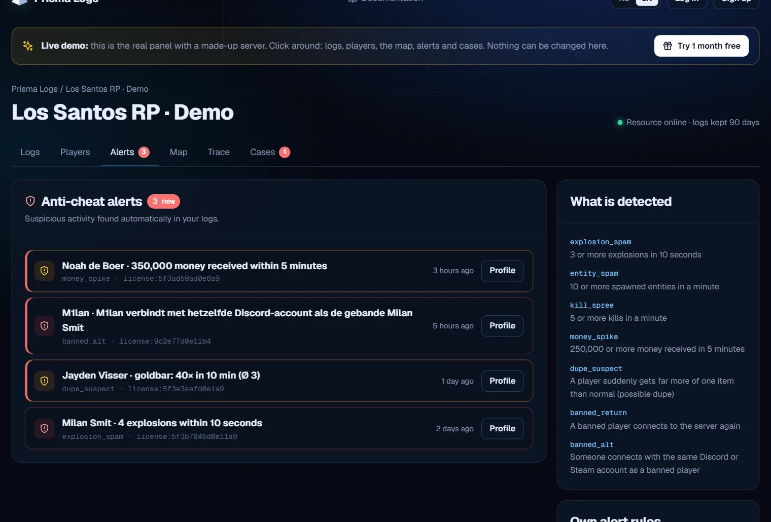 Anti-cheat catches a banned player on a second account